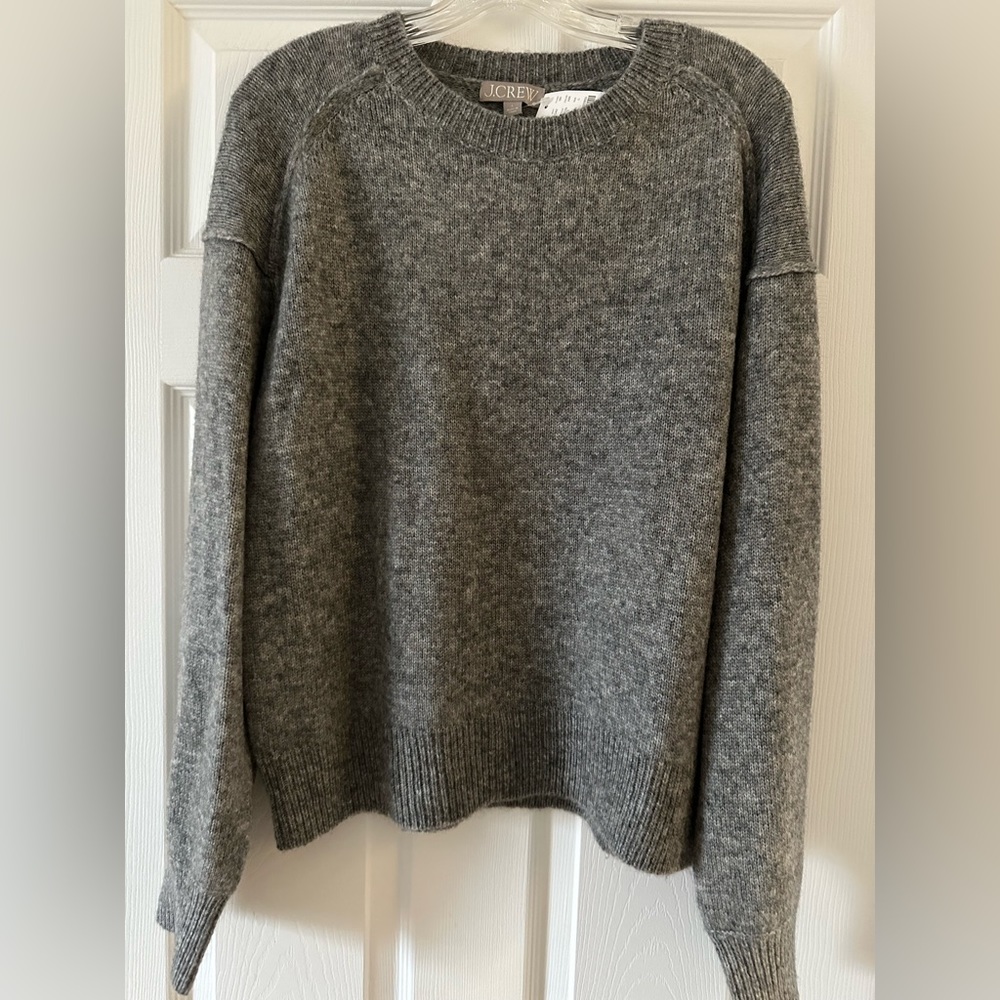 J crew wool knit grey sweater